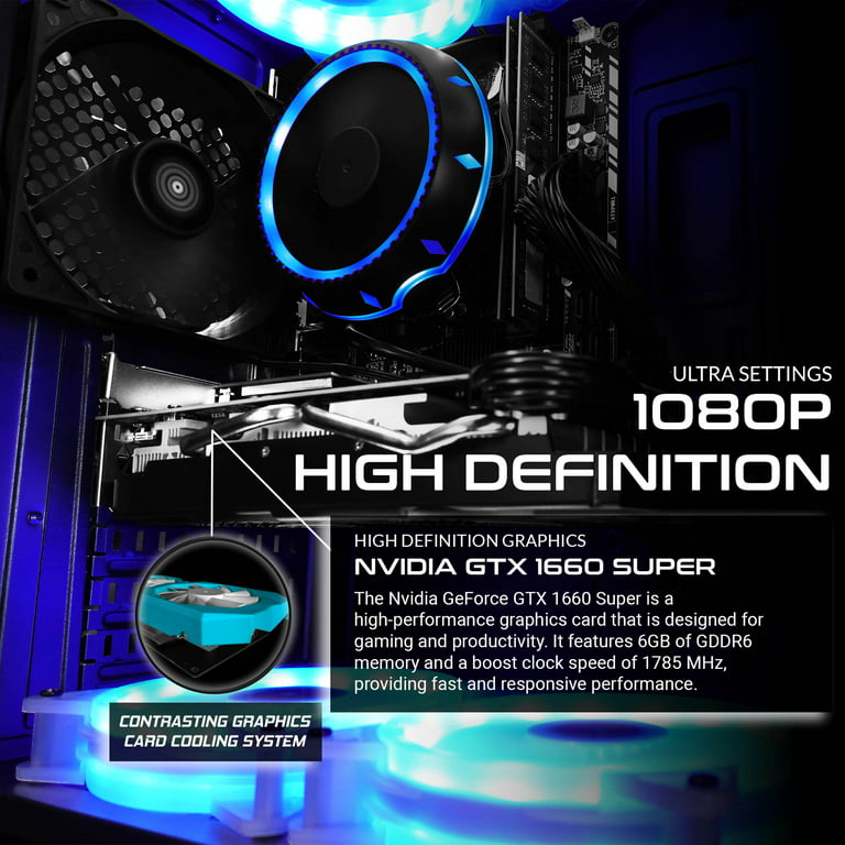 Saav T102 Gaming PC Desktop Tower Intel i5-3570 3.4GHz, 512GB, 16gb, GeForce 1660s 6gb, Windows 10, Black