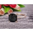 thumbnail image 4 of Cushion Cut 1.80 Carat Black Diamond Moissanite Engagement Ring Anniversary Gift 10k Rose Gold Curved Basket Under, 4 of 5