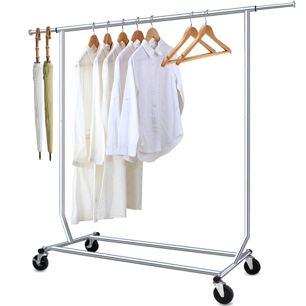 Mobile 5ft Garment Heavy Duty Rail Clothes Coat Hanging Display Stand 4 Wheels 