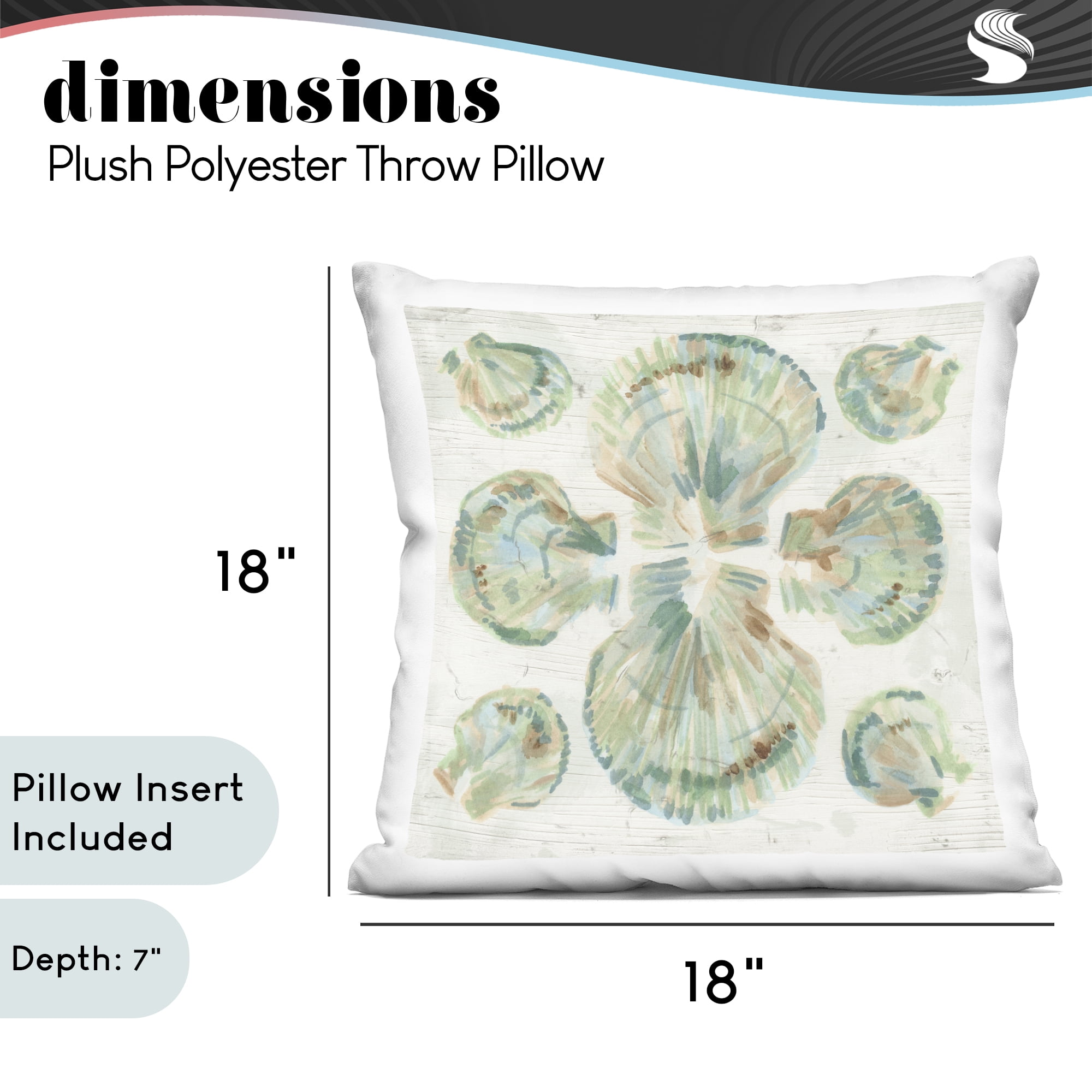 Stupell Industries Saltwashed Shells Symmetry Decorative Printed Throw Pillow, design by June Erica Vess