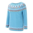 thumbnail image 4 of Women's 2026 Vintage Argyle Striped Knitted Sweaters Loose Long Sleeve Crewneck Pullover Casual Fall Winter Daily Tops Sky Blue XL, 4 of 6