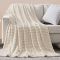 thumbnail image 6 of SoComfy by Bedelite Beige Blanket for Couch & Bed, 300GSM Soft & Warm Fleece Blanket, Decorative and Giftable Striped Blankets for Women, Men, 6 of 8