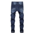 thumbnail image 4 of ORQ Men Full-length Low Waist Slim Fit Pants Ripped Denim Jeans, 4 of 4