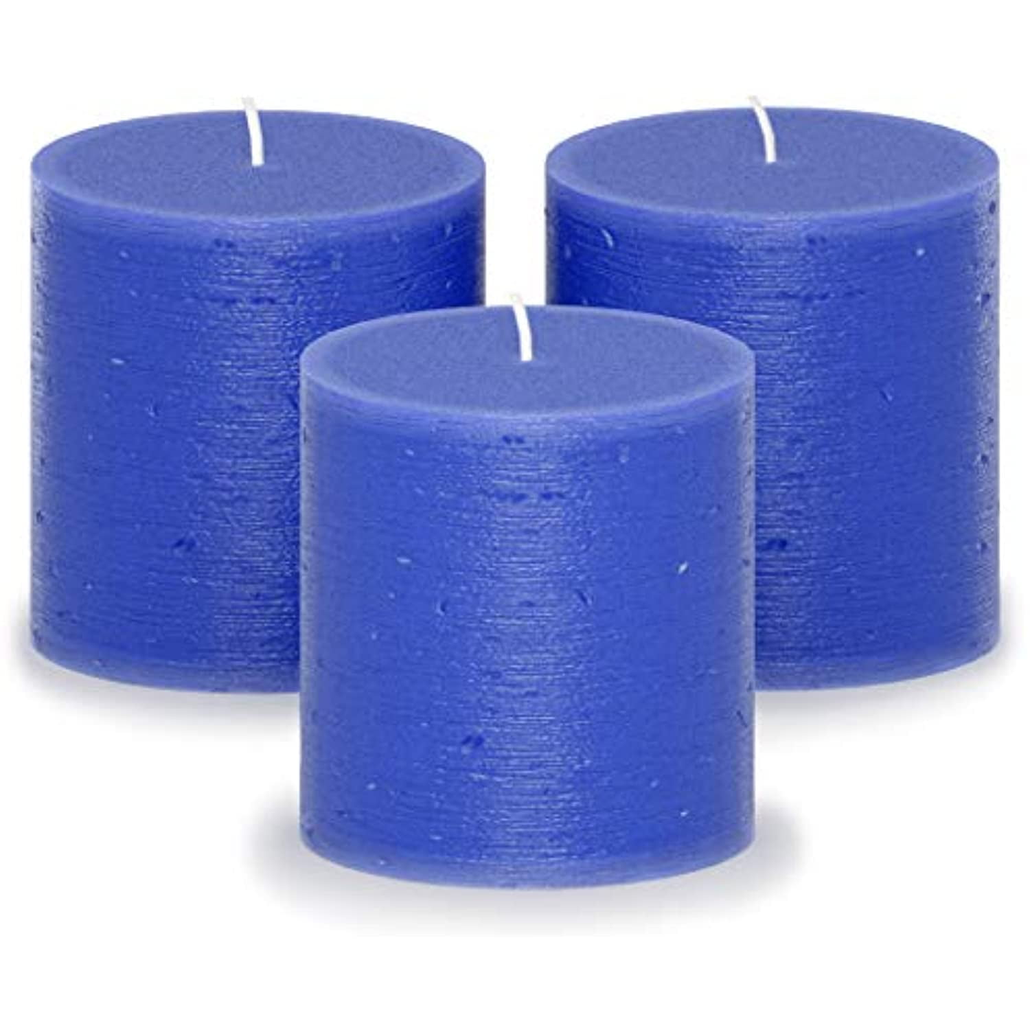 CANDWAX 3x3 Pillar Candle Set of 3 Decorative Unscented No Drip Baby Blue 