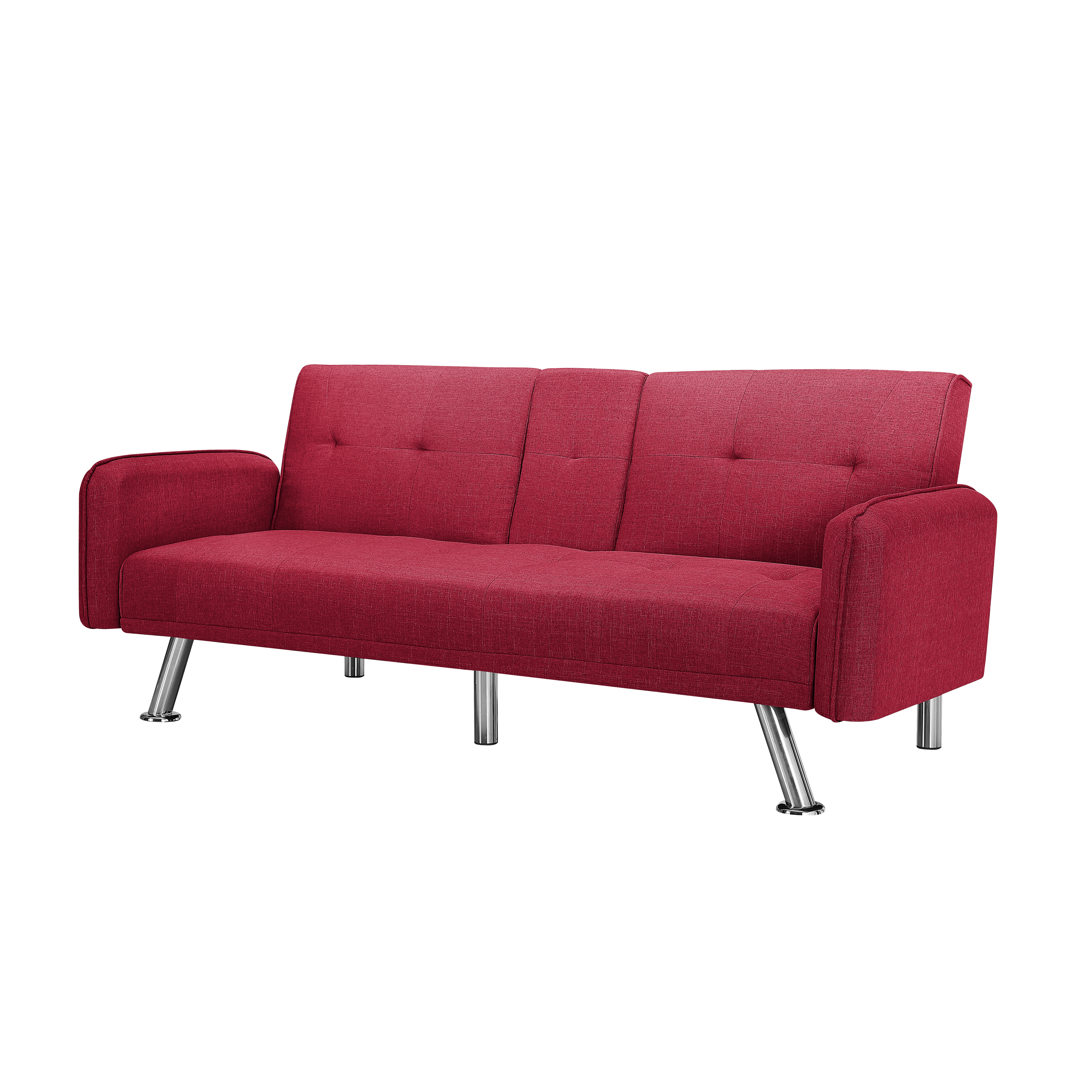 Gewnee 74.4” Futon Sofa Bed with 3-Angle Adjustable Backrest & Cup Holders,Twin Sleeper Sofa with for Home,Office,Guest Room(Red）