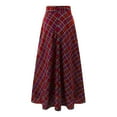 thumbnail image 5 of Skirt Cozy High Waist Flowy Plaid Maxi Skirt Side Slit A Line Boho Long Skirt For Everyday Wear Versatile Outfits Red S, 5 of 5