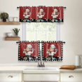 thumbnail image 2 of Funny Chef with Kitchenware on Red Rod Pocket Window Curtain, 3pcs Tier Valance Set Black White Check Border Kitchen Privacy Printed Short Curtain Valances for Bedroom Bathroom Living Room, 2 of 6