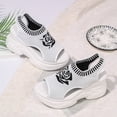 thumbnail image 5 of Womens Platform Wedge Sandals Floral Print Knit Mesh Open Toe Athletic Walking Shoes Casual Slip on Summer Sneakers White Size 8.5, 5 of 7