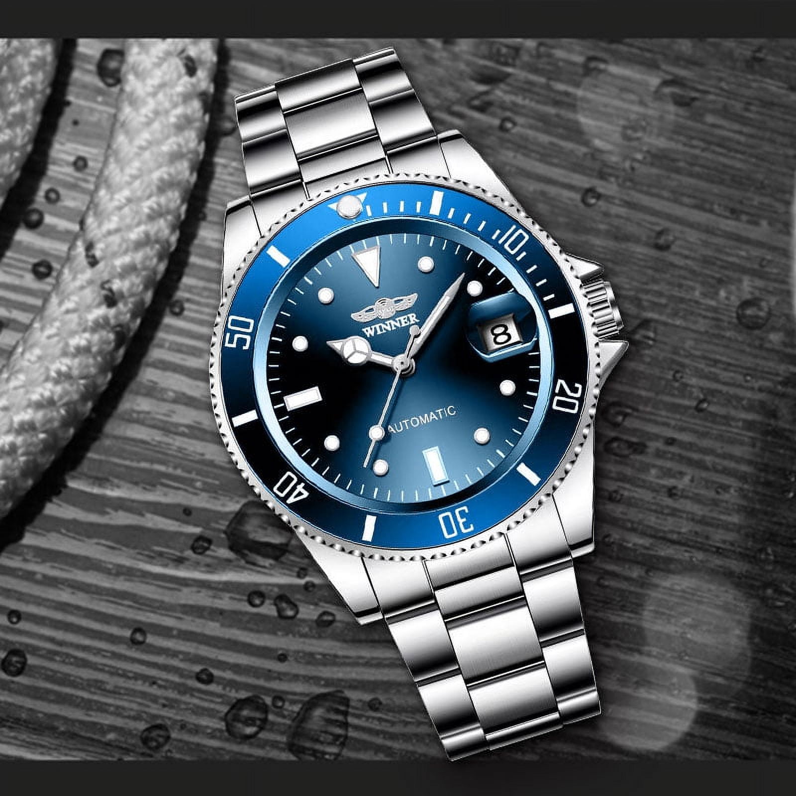 VIGOROSO Men's Watch Automatic Mechanical Watches Luxury Classic Business Sports Watch Stainless Steel Date Luminous AUTO Selfwind Wristwatch Men