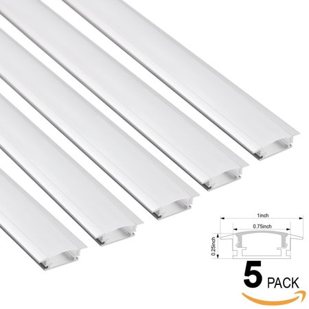 Torchstar 5 Pack 1m 3 3ft Shallow Flush Mount Aluminum Channel U