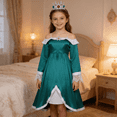 thumbnail image 2 of Guvpev G'irl's Deluxe Princess Dress, Halloween Off-Shoulder Fancy Dress Costume with Crown & Eardrop Accessories, Video Game Character Cosplay Outfit for Halloween Dress up & Birthday Party, 2 of 7
