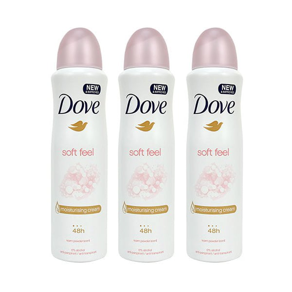 daarna Viskeus kaart 3 Pack Dove Soft Feel Antiperspirant Deodorant Spray, 150ml Each -  Walmart.com