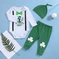 thumbnail image 2 of St Patricks Day Alphabet Print Long Sleeve Romper Pants Hat 3 Piece for Toddler Boys Casual Playwear St Patricks Day Crew Neck Long Sleeve Full Length Pants Outfit White 3 Months-6 Months, 2 of 3
