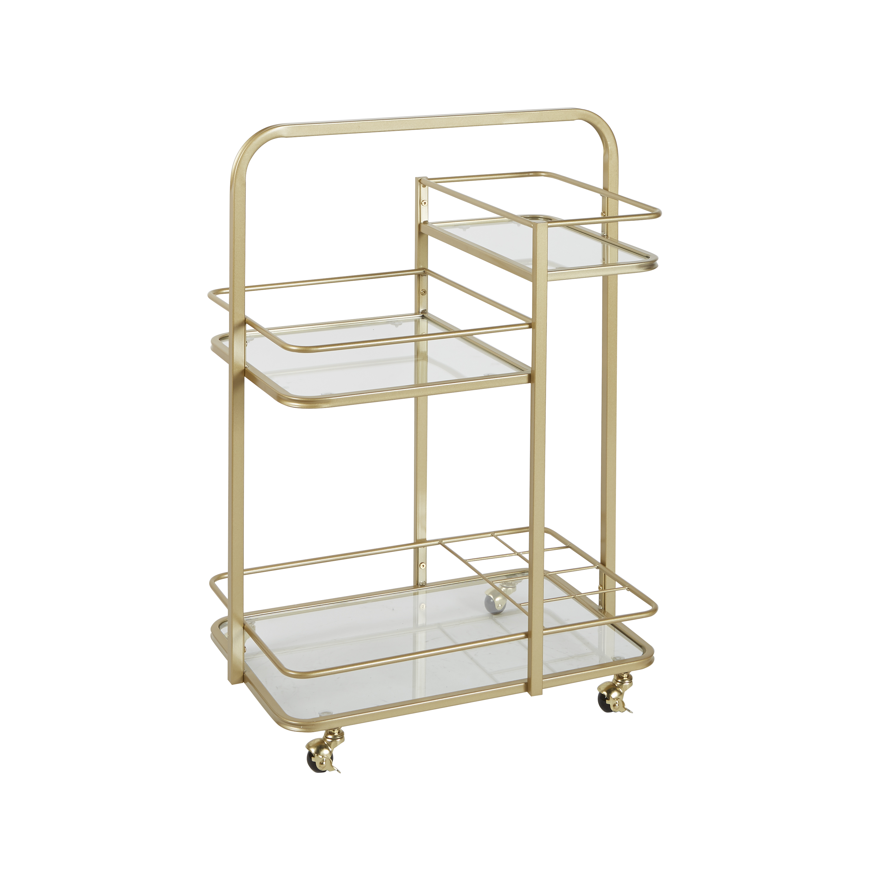 Adornments Gold Metal Serving Barcart with 3 Glass Shelves - image 2 of 6