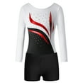 thumbnail image 3 of iiniim Kids Girls 2 Piece Gymnastics Leotard Outfit Shiny Diamond Ballet Bodysuit with Shorts Tracksuit Dancewear White&Black 12, 3 of 7