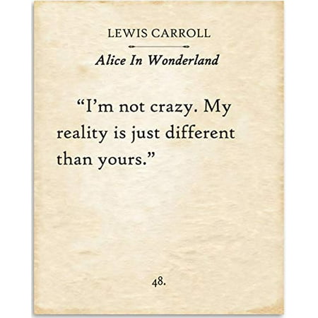 Lewis Carroll - I'm Not Crazy - Alice In Wonderland - Book Page Quote Art Print - 11x14 Unframed Typography Book Page Print - Great Gift for Book Lovers