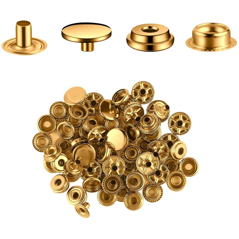 200 Pieces (50Sets) 5/8 inches (15mm) Snap Fastener Kit Snap Button kit  Snaps for Leather Snap Fasteners Stainless Snaps Buttons for Bag, Clothes,  Fabric, Jeans (Bronze) 