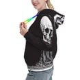 thumbnail image 2 of Picia Gothic Skull Drape Pattern Casual Women's Hoodie, Hooded Sweatshirt with Kangaroo Pocket, Comfortable Pullover with Eye-catching Drawstrings-Large, 2 of 7