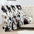 thumbnail image 2 of Home Soft Things Cow Print Double Sided Faux Fur Throw Blanket, Soft Cozy Fuzzy Black and White Throw, 80x90 inches, 2 of 6