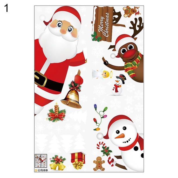 Farfi 1 Juego de pegatinas de cristal llamativas y fuertes pegajosas, pegatinas de pared con temática navideña de Pvc, decoración para el hogar