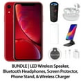 thumbnail image 1 of Restored Apple iPhone XR 64GB Red Fully Unlocked Bundle: LED Wireless Speaker, Bluetooth Headphones, Screen Protector, Wireless Charger, & Phone Stand (Refurbished), 1 of 7
