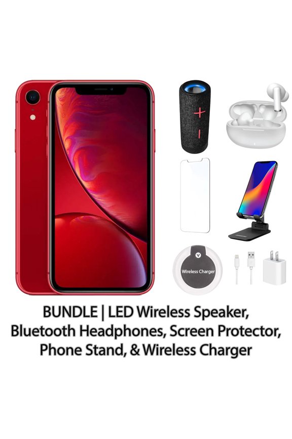 Restored Fully Unlocked Apple iPhone XR 64GB Cell Phone with 3 GB RAM,Wireless Charging, Red