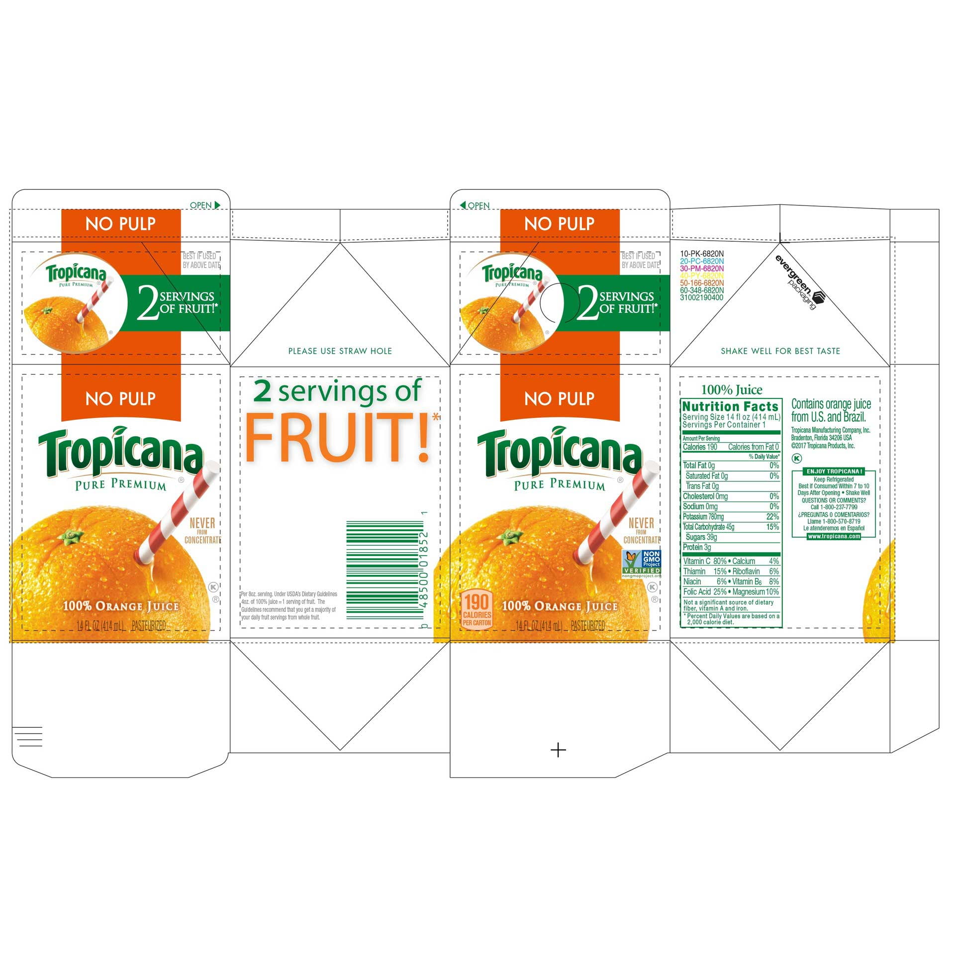 Tropicana Pure Premium Orange Juice, 14 Fluid Ounce - 12 per case.