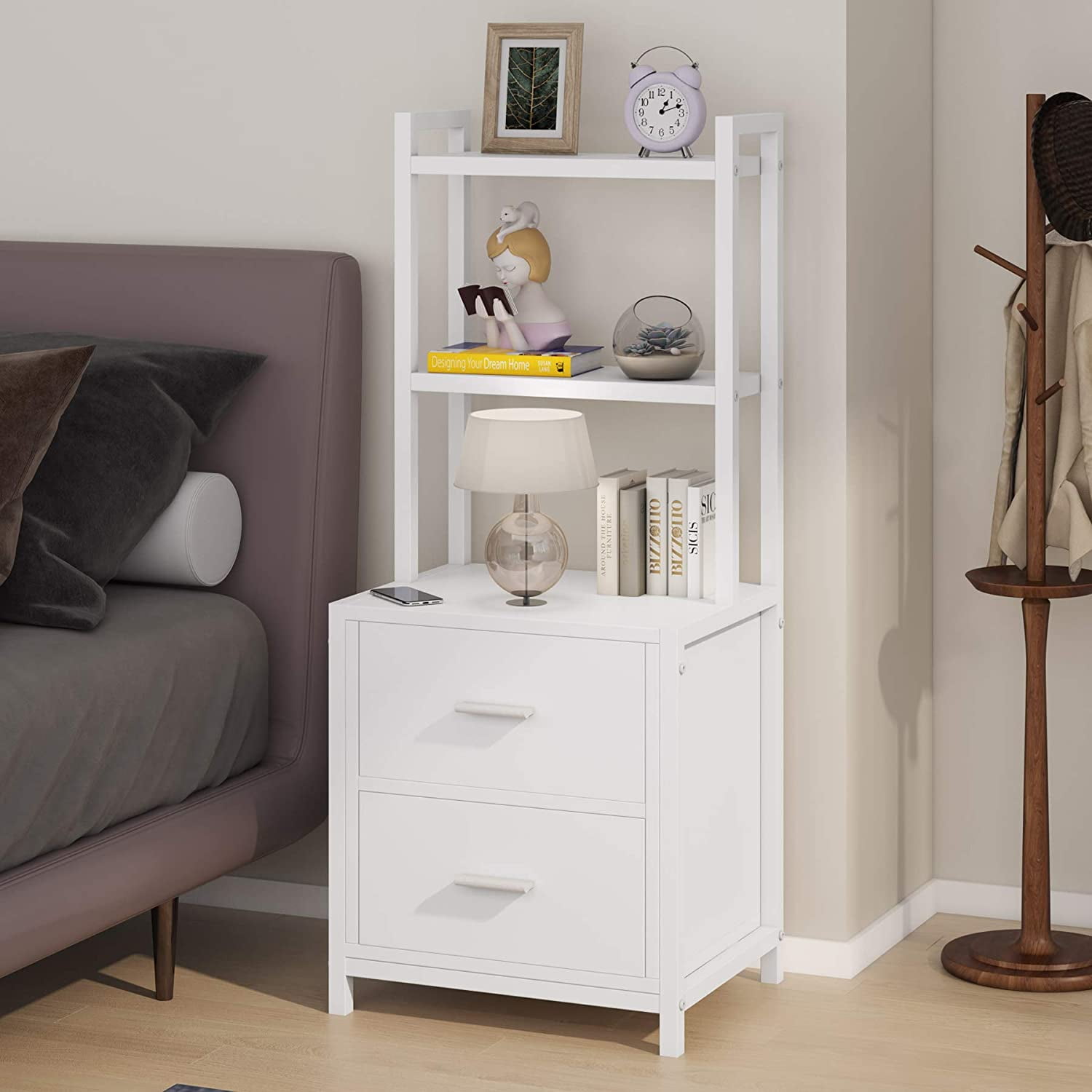 White Bedside Table Sofa Side, Small Bookcase Nightstand