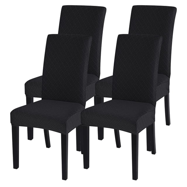 Set de 4 fundas elásticas para sillas de comedor SearchI, color negro
