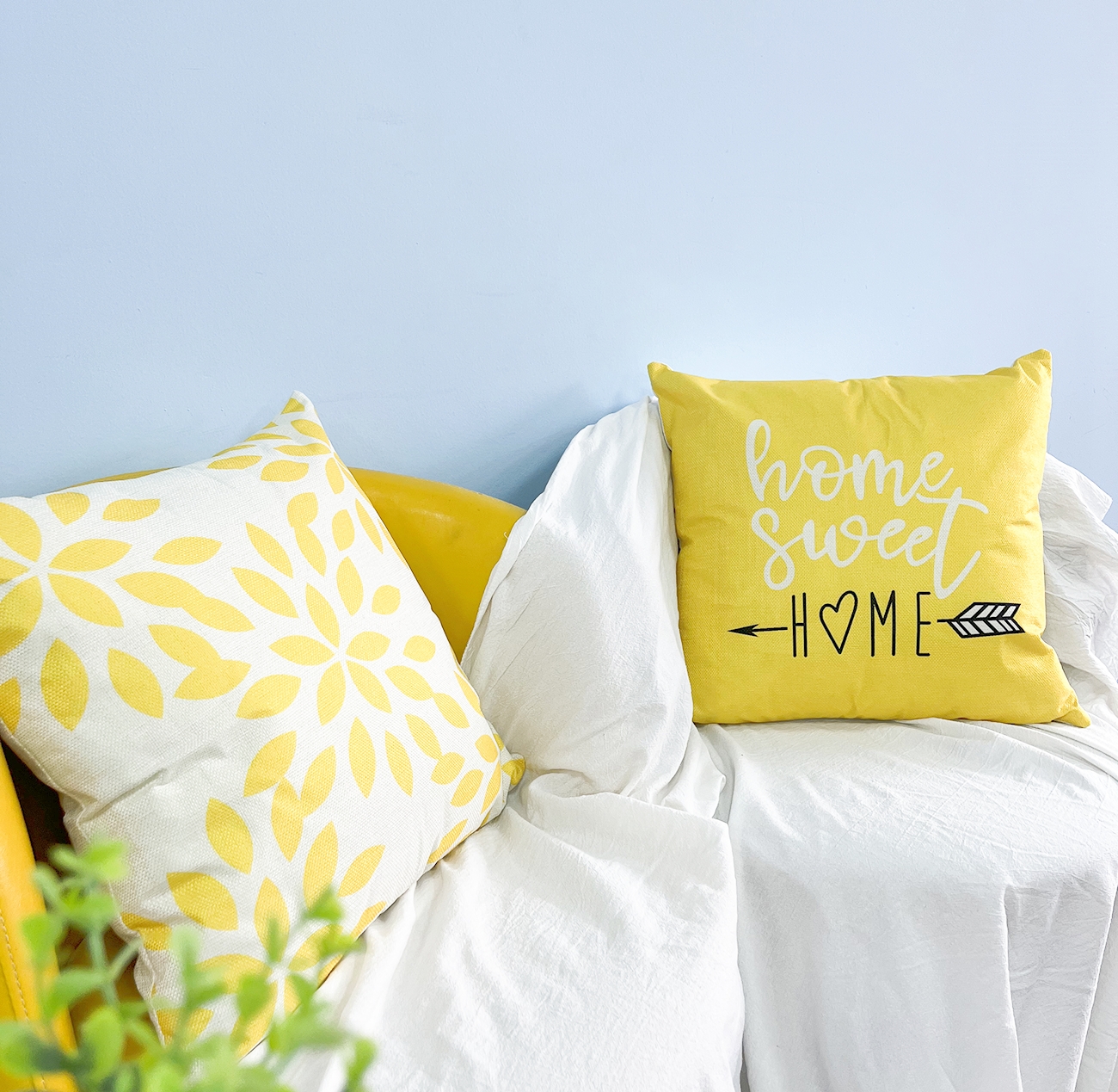 Throw Pillow Covers for Living Room Decor Couch Sofa Cushion Case Outdoor Yellow Pillow Case 18"x 18" Set of 4