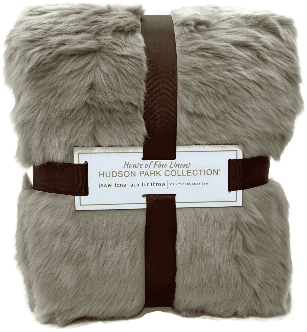 Hudson Park Collection Faux Fur Throw Blanket Trim 50" x 70" Gray 