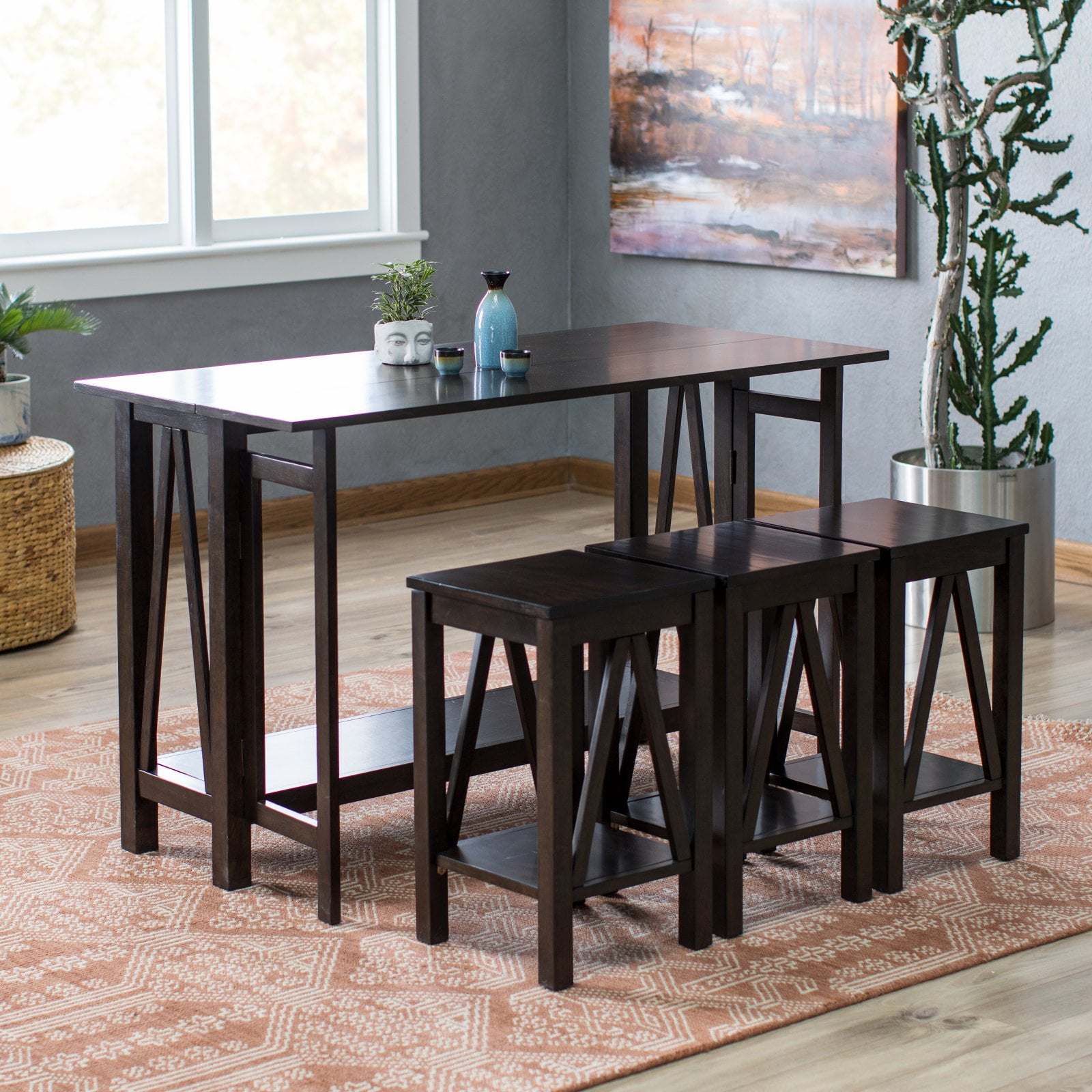 Belham Living Archer Espresso Drop Leaf Kitchen Table Set ...