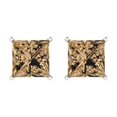 thumbnail image 3 of 4 Ct Princess Cut Studs Champagne Crystal 14K White Solid Gold Everyday Dainty Earrings Push Back, 3 of 7