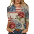 thumbnail image 2 of IchuanyiFashion Women's Casual Print Round Neck 3/4 Sleeve T-shirt Blouse, 2 of 5