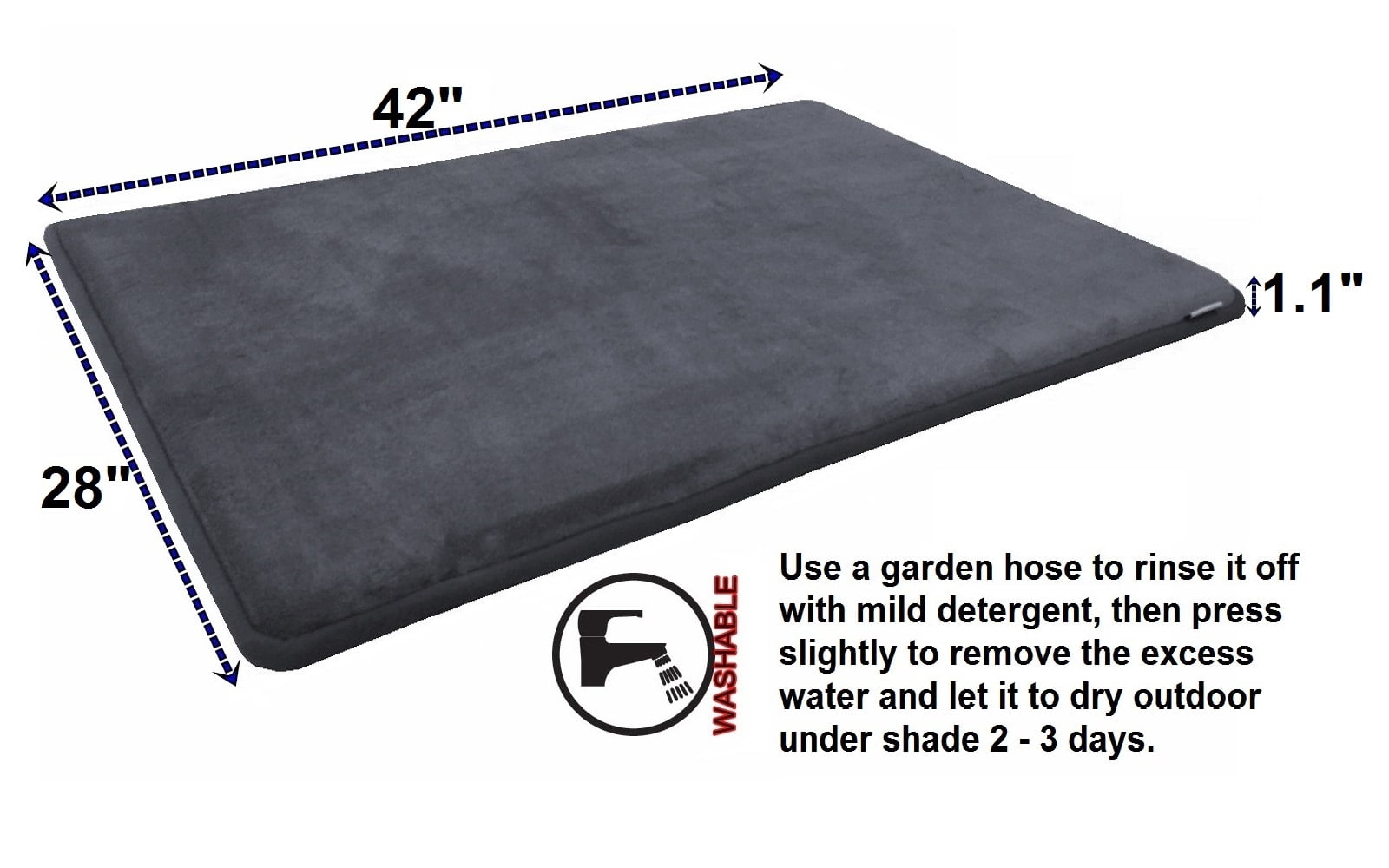 Dogbed4less Large Memory Foam Pet Bed with Waterproof Durable Cover and Anti-Slip Bottom, Gray Color, Comfortable Supportive Design, 1 Count
