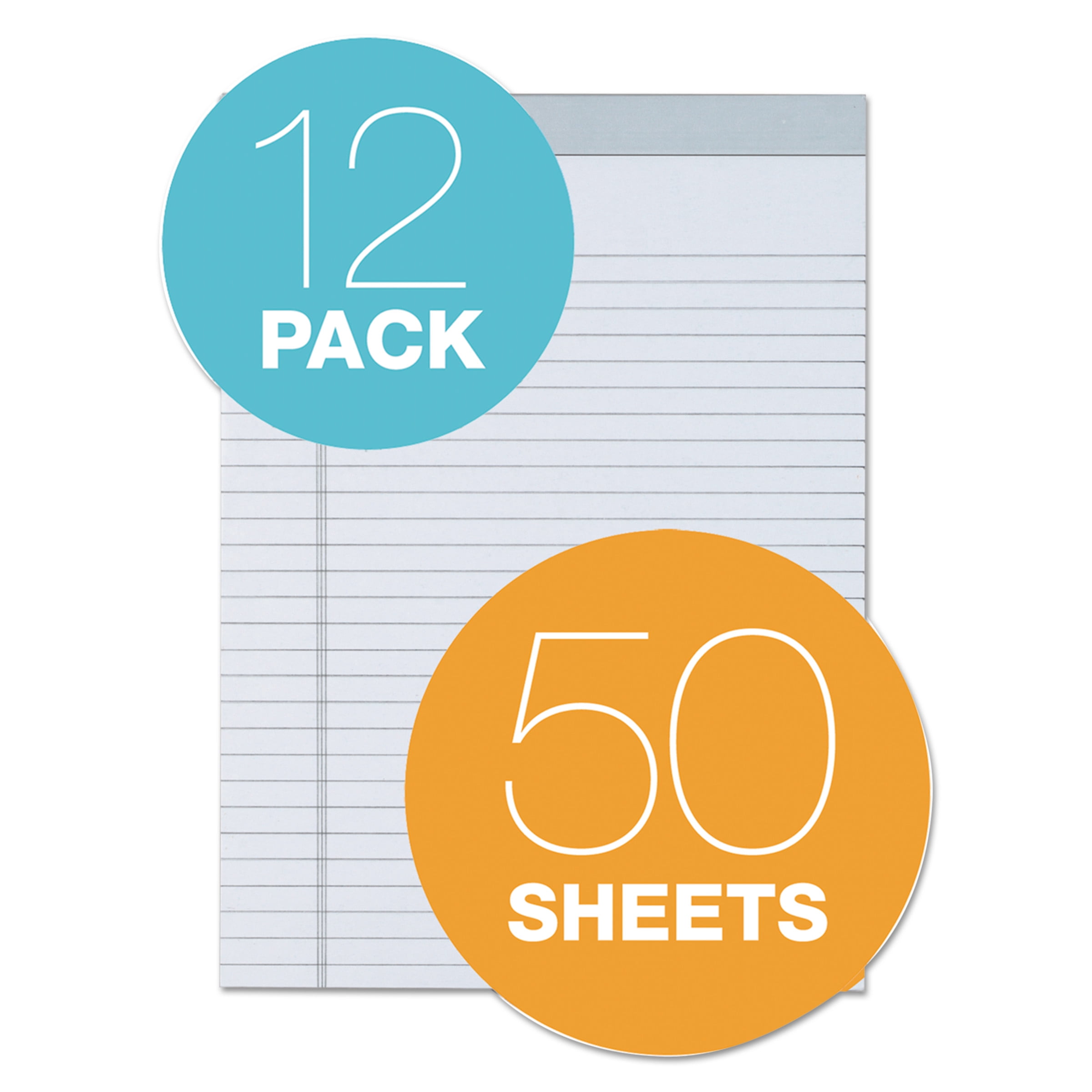 TOPS Products Wide Rule Legal Pads, 8 1/2 x 11 3/4 in, Gray, 50 Sheets, 12 Count
