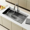 thumbnail image 6 of AMENDPATURE 32-inch Drop-In Kitchen Sink,Stainless Steel with Nano-Coating,Single Bowl,Including Accessories，Net Content: 17LB, 6 of 8