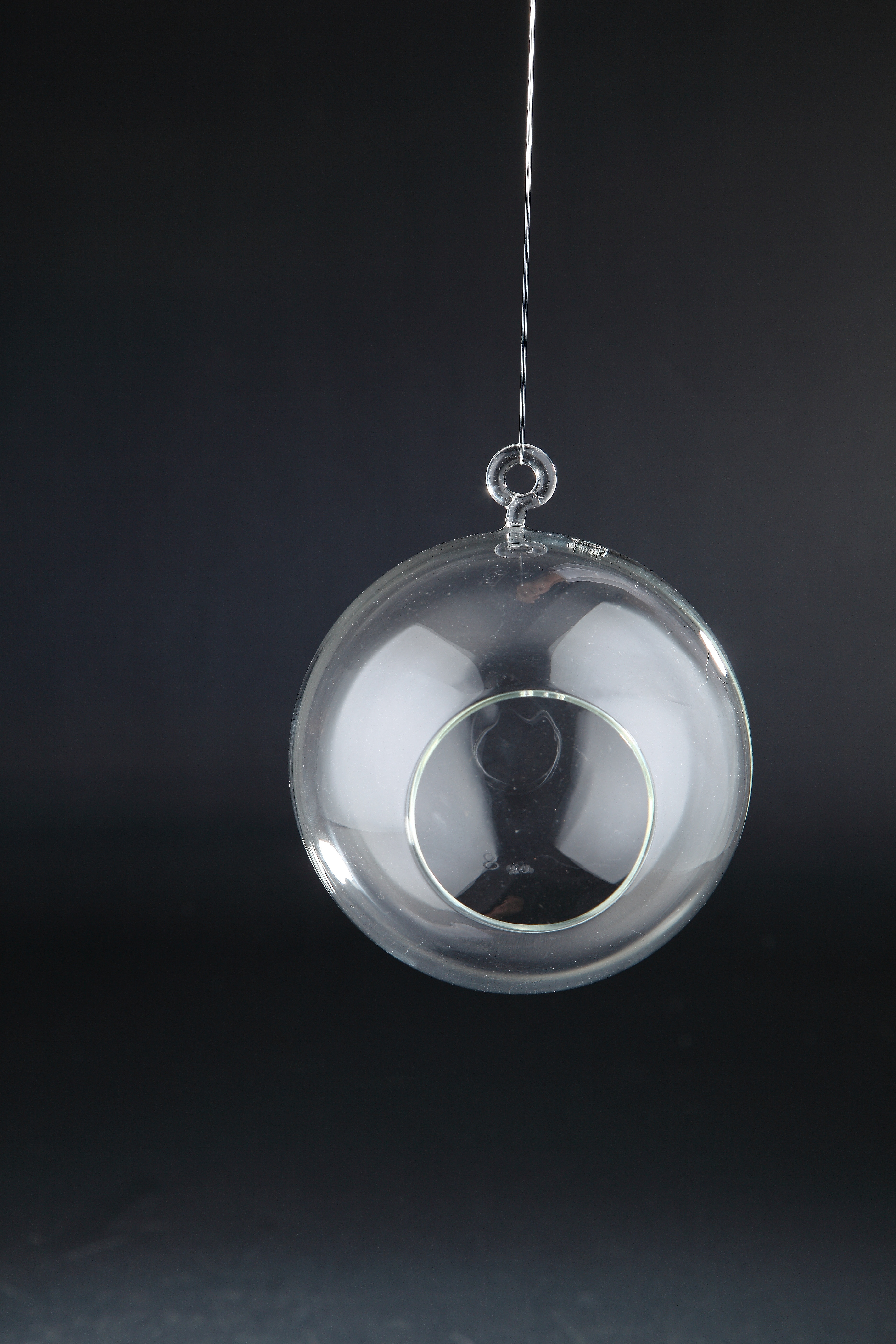 4.5" Clear Solid Hand Blown Round Glass Candle Holder