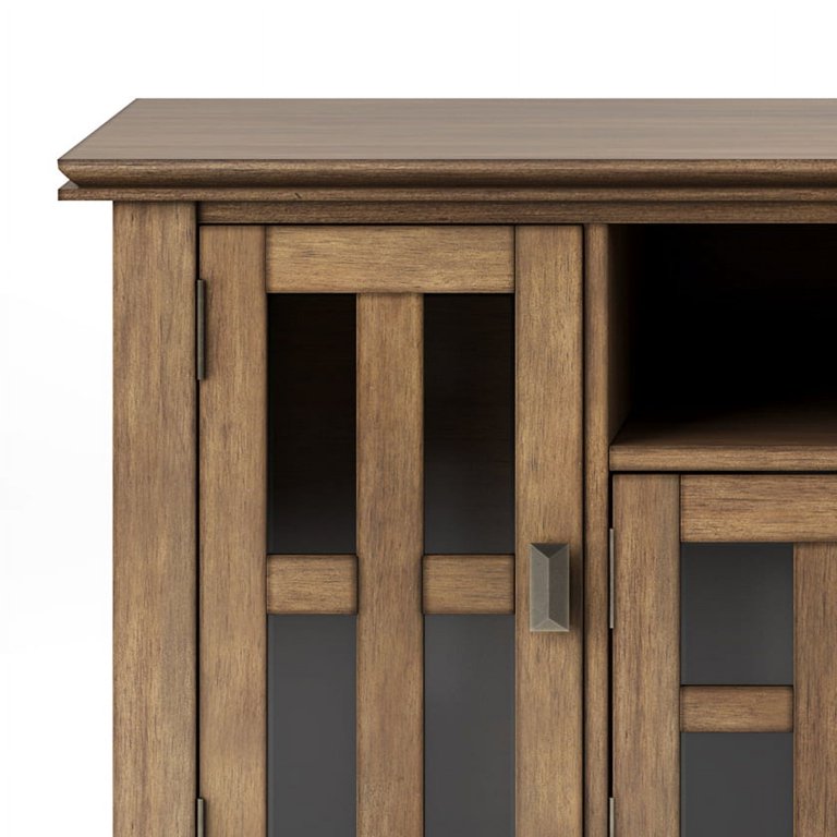 Simpli Home Artisan Solid Wood TV Media Stand in Fog Gray