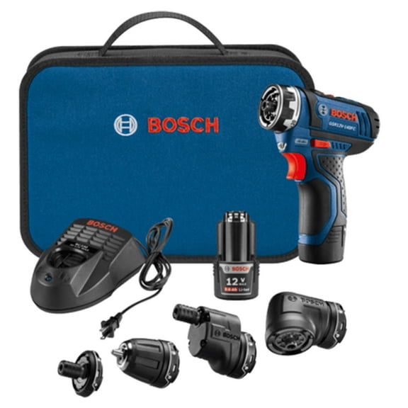 Bosch 5-In-1 Drill/Driver with Flexiclick System & 12 Volt 2.0 Ah Batteries