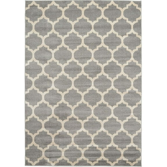 Rugs America Brooklyn Gray Ivory Modern Moroccan Trellis Area Rug 8' x 10' 8' x 10' Entryway, Kitchen, Bathroom