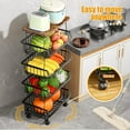 thumbnail image 6 of Fruit Vegetable Basket for Kitchen, 5 Tier Stackable Fruit Vegetable Storage Baskets with Wheels, Metal Wire Storage Basket Organizer Baskets for Kitchen, Pantry, Bathroom, 6 of 14