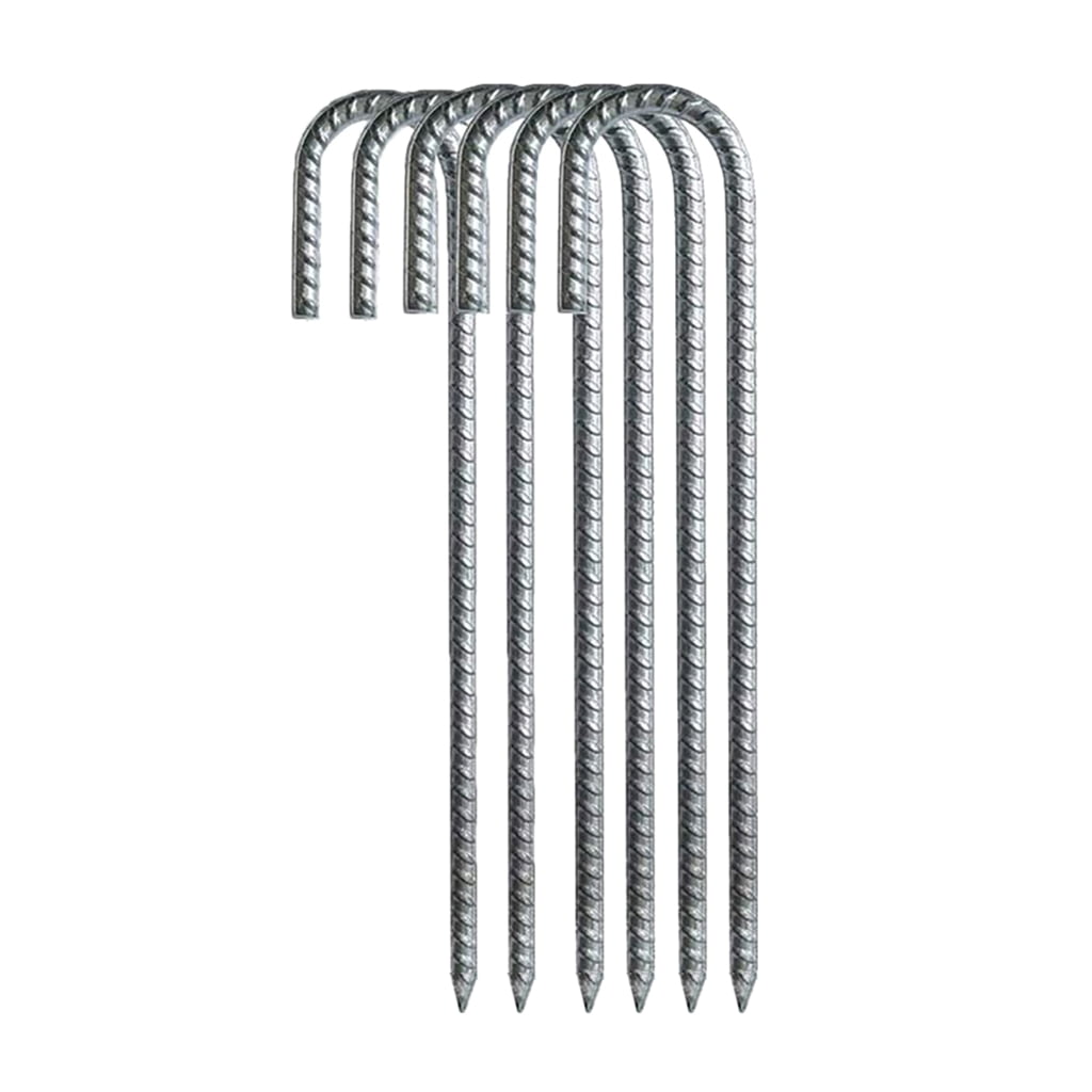 4 Pcs Heavy Duty Tent Peg J Hooks Nails Curved Steel Support Garden Stake