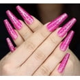 thumbnail image 3 of Extra Long Coffin Press on Nails Ballerina Shape Fake Nails Bling Glitter Glue on False Nails for Women & Girls (Fuchsia) White Fuchsia, 3 of 4