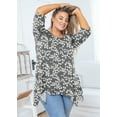 thumbnail image 4 of SHOWMALL Tunique Grande Taille pour Femmes Blouse Manches 3/4 Vêtements Grey Sakura 3X Haut Évasé Col Rond Maternité Ample, 4 of 6