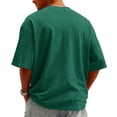 thumbnail image 4 of GrmtClth Shirt for Men Summer Beach Short Sleeve Tops Athletic Knit -Neck T-Shirts Fashion Solid Color Clothes Dark Green S, 4 of 4