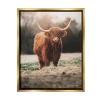 Stupell Rural Farm Pasture Cattle Animals & Insects Photography Gold Floater Framed Art Print Wall Art