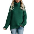 thumbnail image 1 of Gibobby Suéter mujer, Suéter de manga larga con cuello alto para mujer, suéter de punto, casual, suave, cómodo, oversize(Verde,CH), 1 of 5