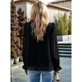 thumbnail image 6 of Women'S Casual Blouse - Dot Summer Shirts Elegent V Neck Long Sleeve Loose Dressy Office Tops Black XL, 6 of 9