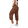 thumbnail image 4 of Mifsaly Womens Cargo Capri Pants Elastic Waist Drawstring Hiking Capris Lightweight Quick Dry Hiking Work Outdoor Casual Cropped Trousers with Multi Pockets Coffee,XXL, 4 of 6